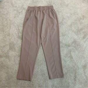 Seduction Dusty blush pink elastic waistband pull on tapered ankle pants Sz L